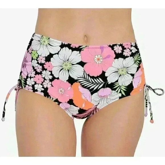 Salt & Cove Side-Shirred High Waist Bikini Bottom Size Large Multi Floral NWT - Picture 1 of 7
